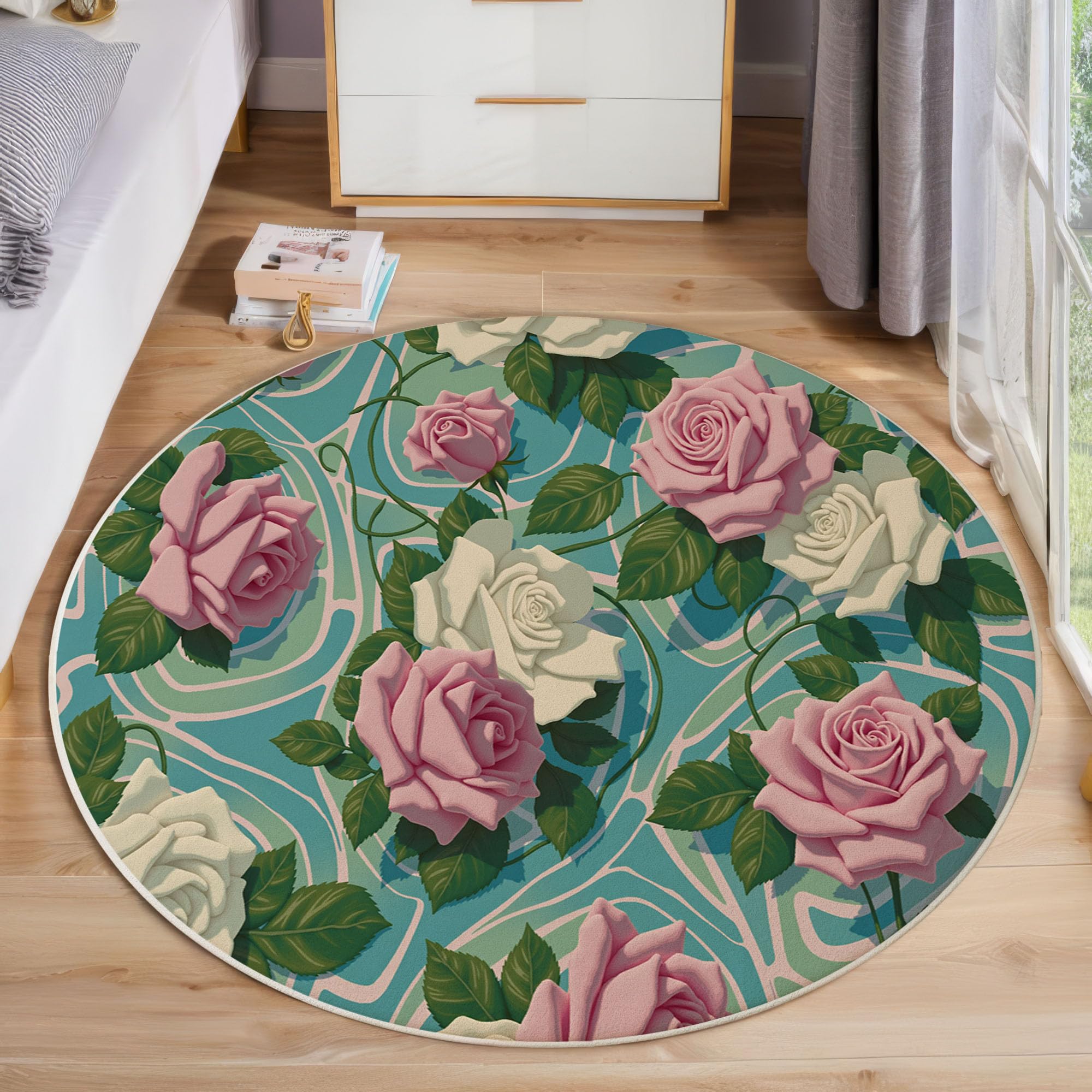 Tapis de salon rond 60 cm pour coin lecture enfant doux