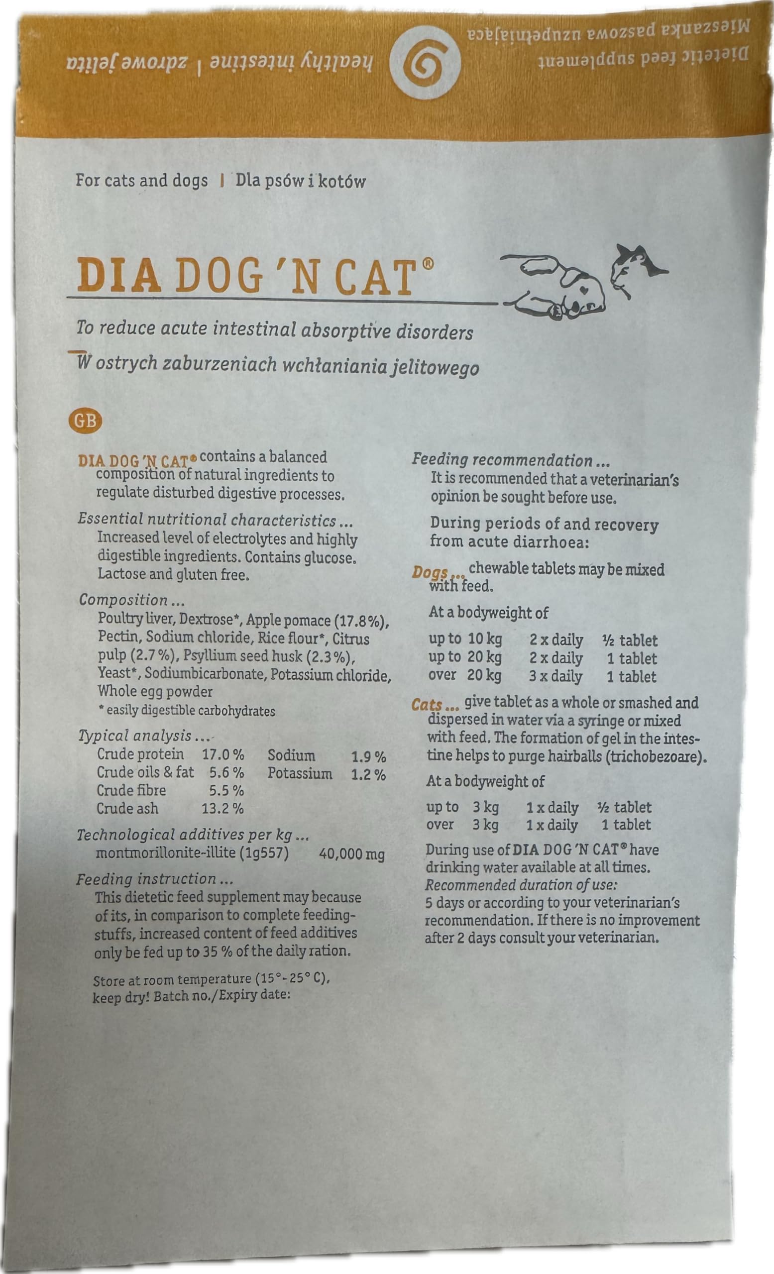 Wurmmittel-Set: Wurmkur Hund, Hilfe bei Entwurmung 2 Tabletten + 2 x Dia DOG'N CAT Hunde, diätetisches Mittel bei Durchfall