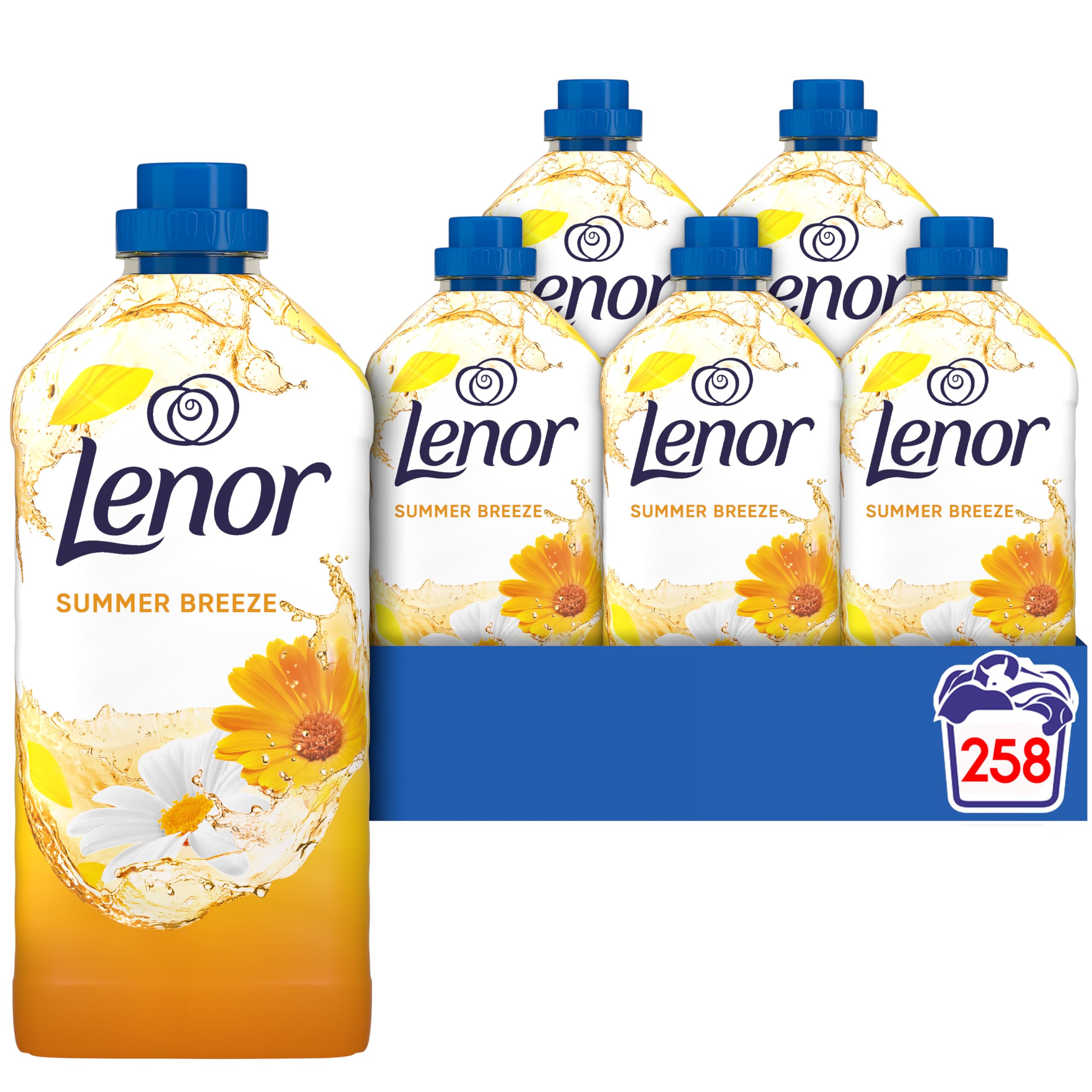 Lenor Fabric Conditioner 258 Washes, Summer Breeze, Provides Long Lasting Freshness, With 24h Odour Defence