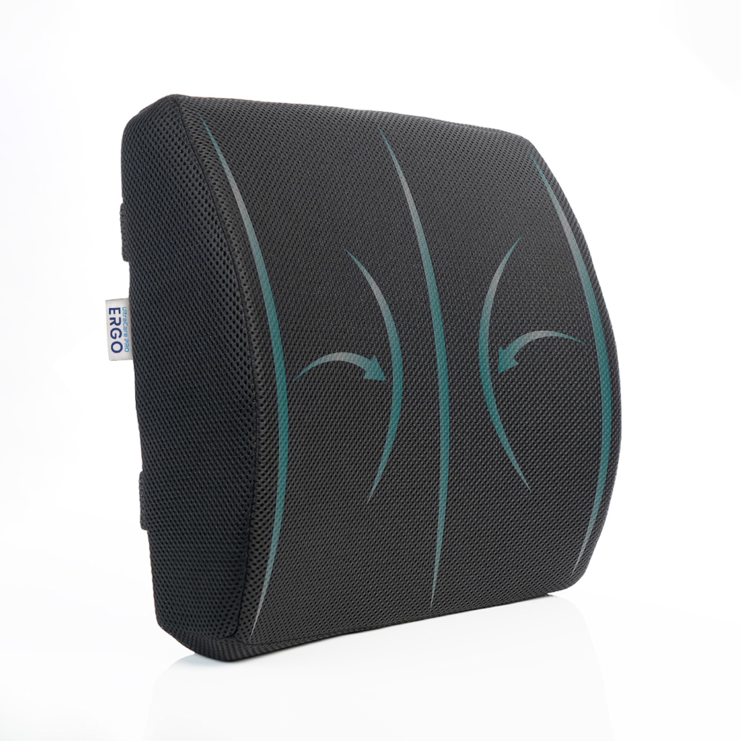 UltraCare PRO Ergo Lumbar Support for All Types of Chair - Advanced Memory Foam for Back Support - Orthopedic Lumbar Support - Relief in Back Pain - Adjustable Straps - Breathable Air Mesh