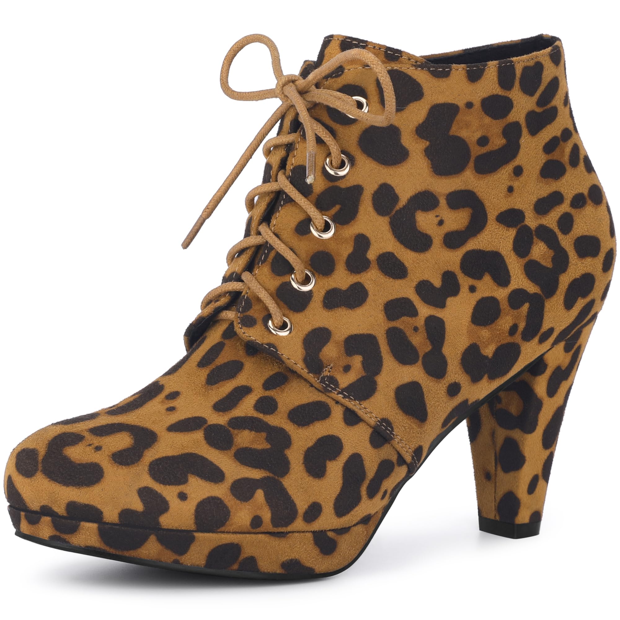 Allegra K Womens Lace Up Platform Block Heels Ankle Boots