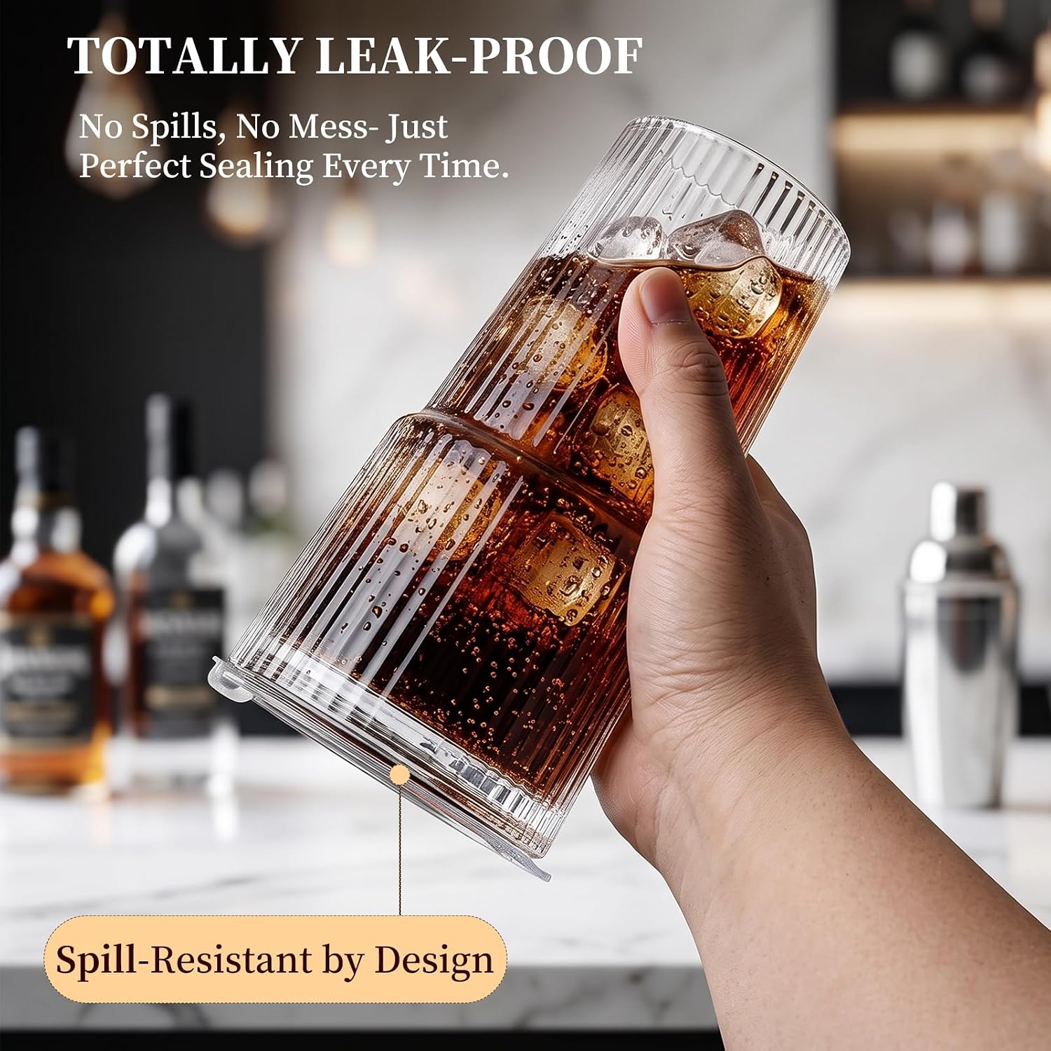 20oz Iced Coffee Cups with Lids and Straws, 2 Pcs