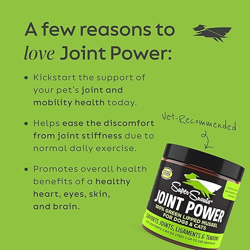 Miniatura 2 de Super Snouts Joint Power - Mejillones de labios verdes 100% para perros y gatos, suplemento para articulaciones de perro en polvo que soporta
