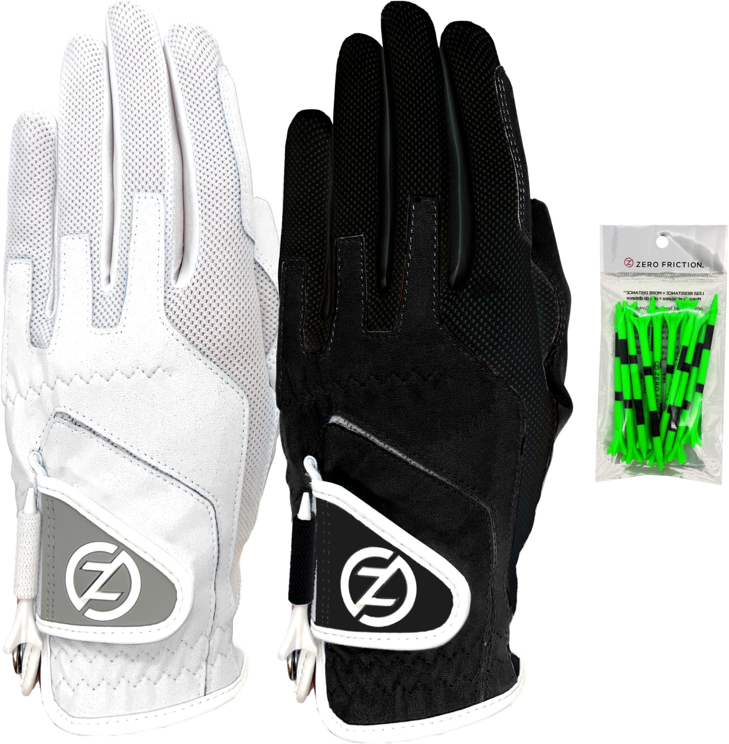 Zero Friction Ladies Compression-Fit Synthetic Golf Glove 2 Pack, Includes free tee pack, Universal-Fit