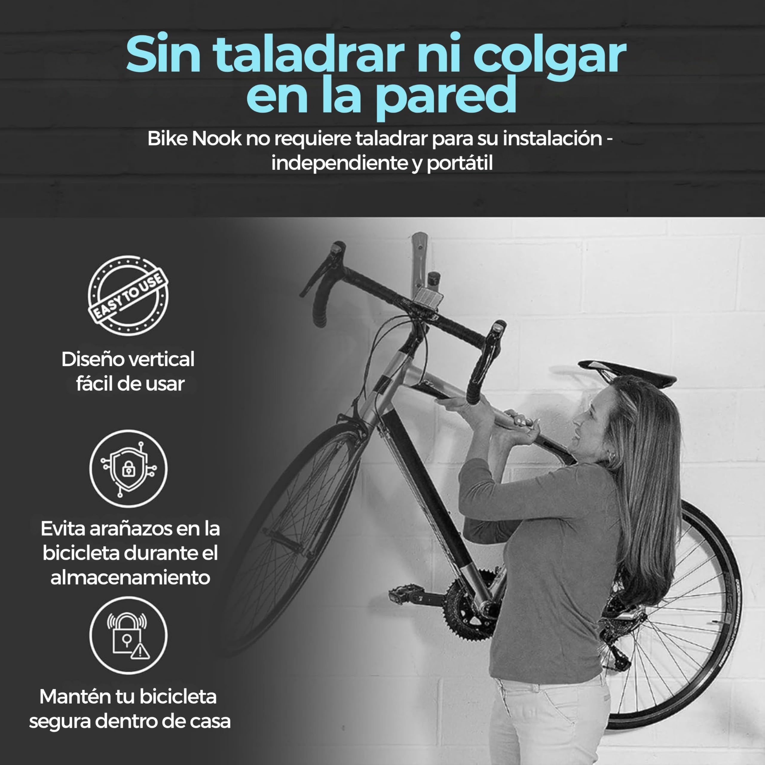 Bike Nook Pro Soporte Vertical De Suelo Para Bicicletas Estante Almacenamiento Interior Garaje Compatible Con Guardabarros Y Cestas Sin Taladros