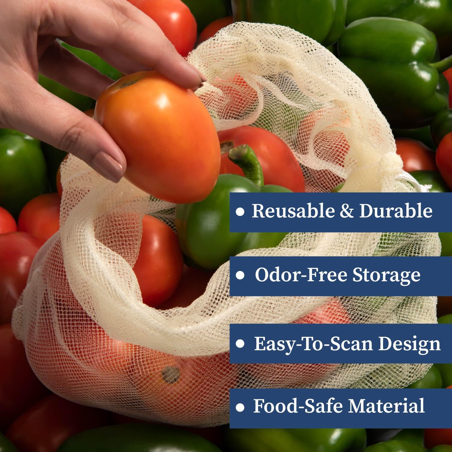 HomeStrap Set of 6 Reusable Drawstring Mesh Vegetable Storage Bags|Multi-Size Fridge Organizer for Vegetables,Fruits & Pantry Essentials|Breathable,Eco-Friendly & Durable|Kitchen & Refrigerator Use 2