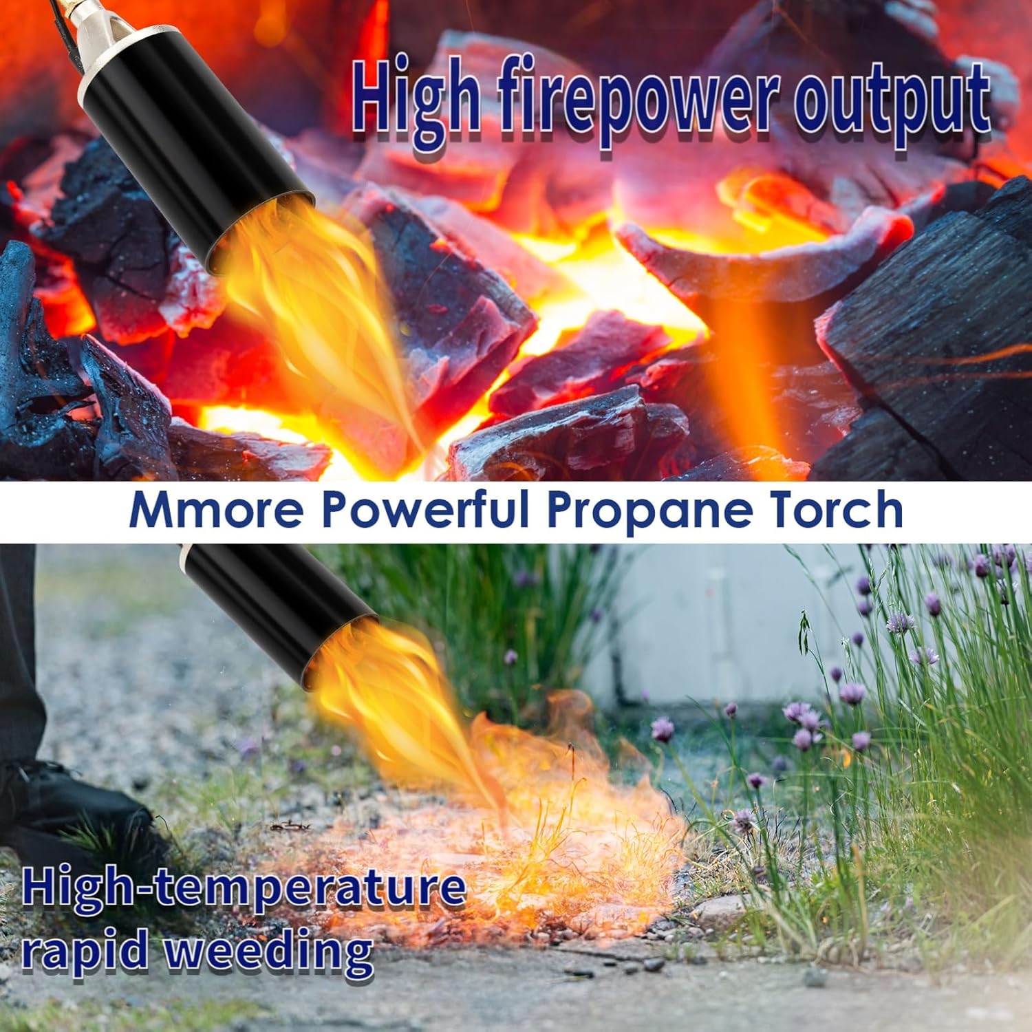 Propane Torch Burner Weed with Telescopic Arm, 10FT Hose, Heavy Duty Blow Torch with Flame Control and Turbo Trigger Push Button Igniter, Flamethrower for Flame Weeding Garden Wood Melting Ice Snow