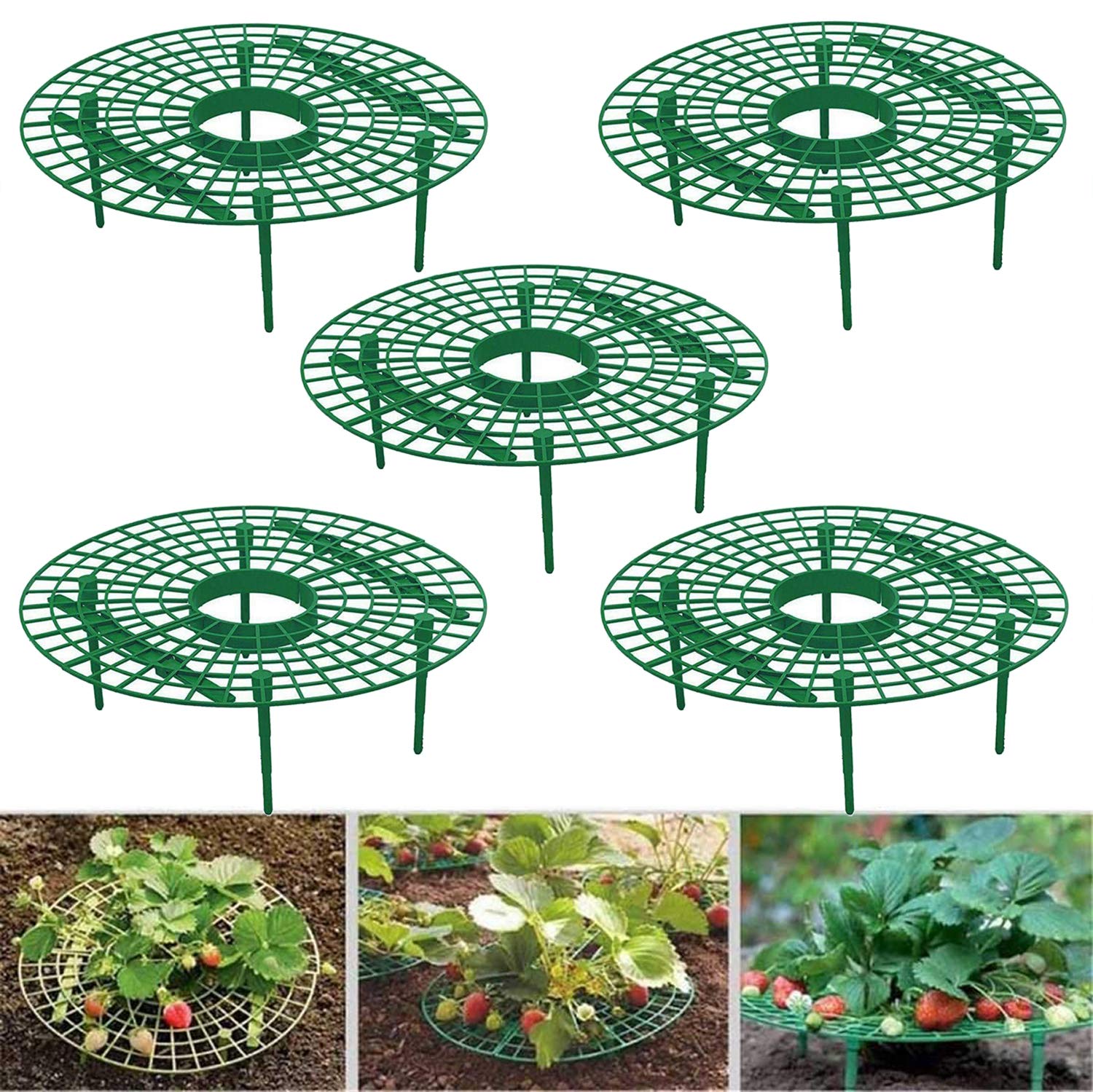Medoore 5 Pack Strawberry Supports, Adjustable Strawberry Growing Racks Plant Climbing Rack Vine Pillar Garden Stand Balcony Vegetable Rack for Keeping Fruit Elevated to Avoid Ground Rot
