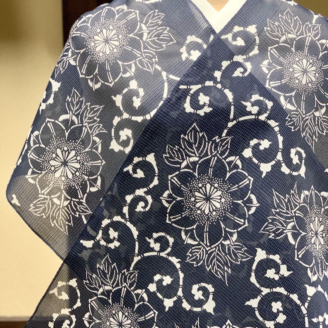 Amazon.co.jp: 夏着物 浴衣 竺仙 絹紅梅 鉄線唐草 4974