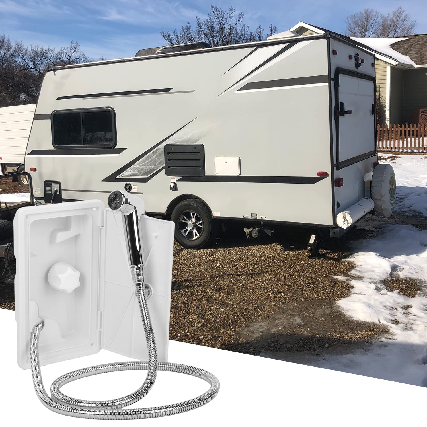 Doccia Per Camper, 23 x 11,5 cm Kit Box Doccia Esterno in ABS Interruttore Caldo Freddo Kit Doccia Esterna per Camper Doccia Campeggio per Camper Cabina Roulotte