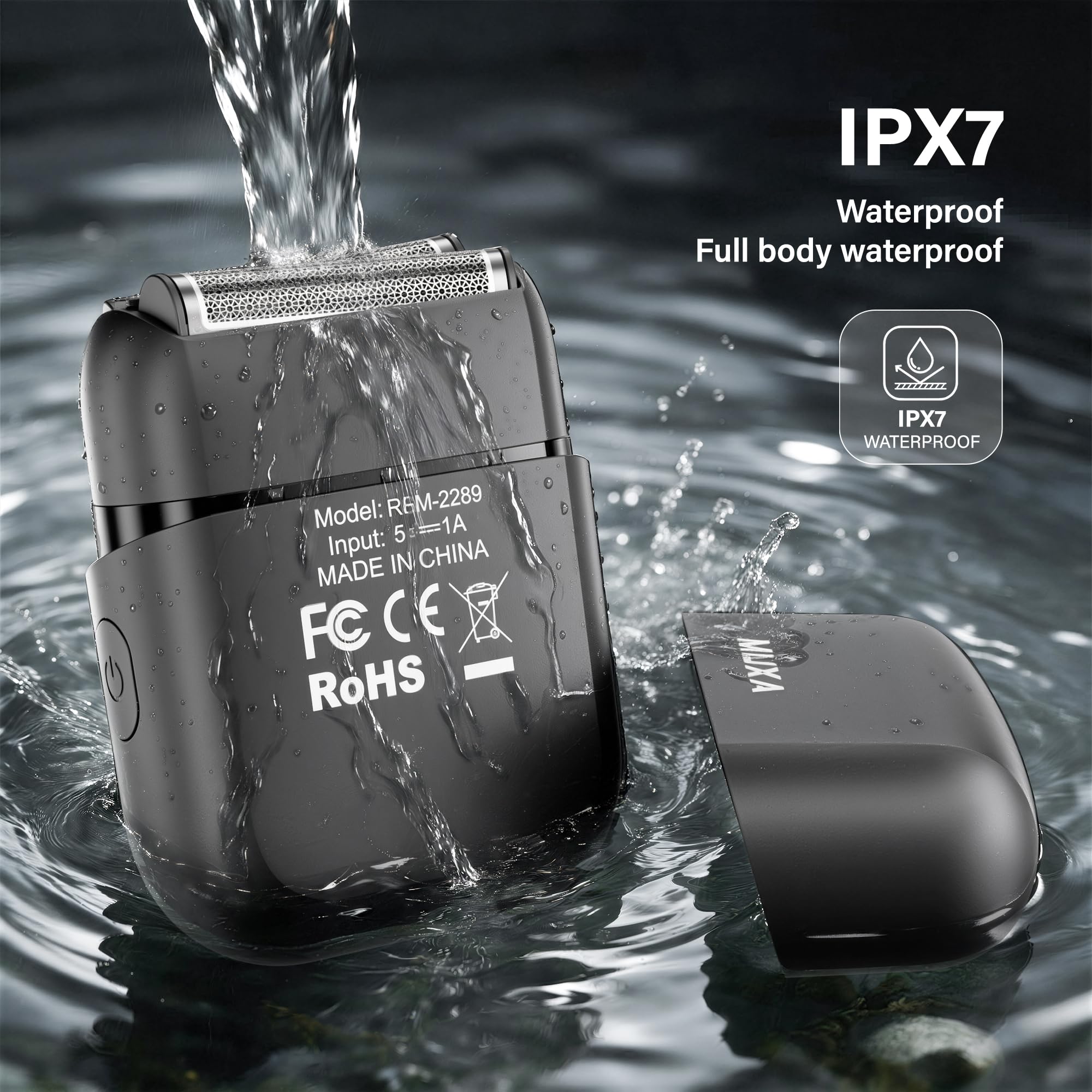 Rasoir électrique pour homme, triple lame flottante 3D avec technologie de peigne, étanchéité IPX7, rasage humide et sec, rasoir de voyage portable rechargeable sans fil avec écran LED et housse