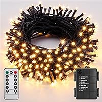 Vista 11 de ITICdecor Luces de Cadena de Navidad de 33 pies con 100 LED, Luces de Cadena de Hadas Estrelladas Impermeables a Batería, 8 Modos de Luces