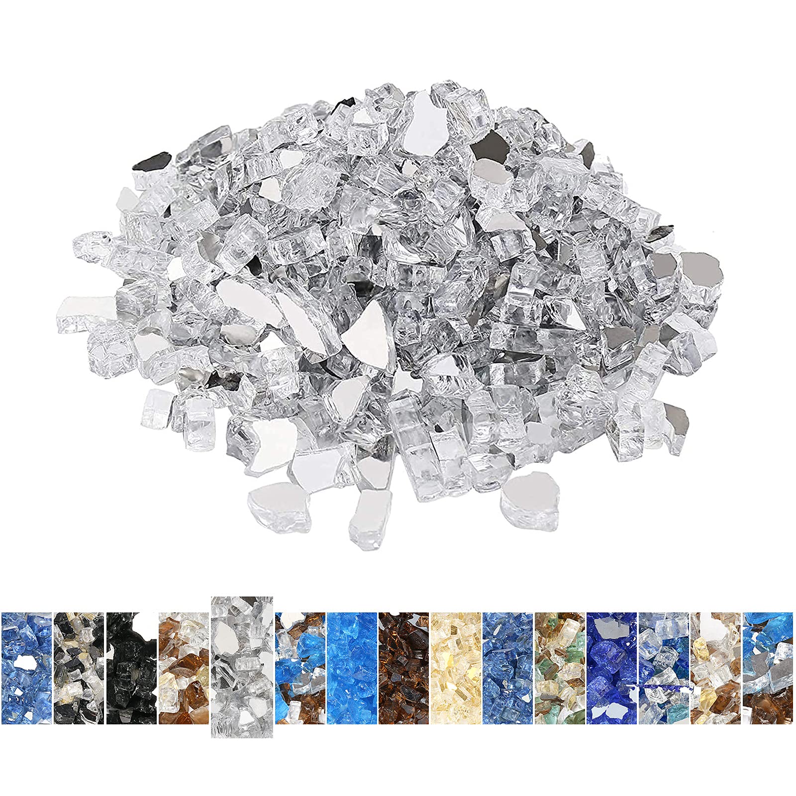 Hisencn Fire Pit Glass Rocks - Ultra White Fire Glass for Propane Fire Pit, Outdoors and Indoors Natural or Propane Fireplaces, Fire Bowls Landscape Decoration, 1/2 Inch Firepit Glass 10 lbs