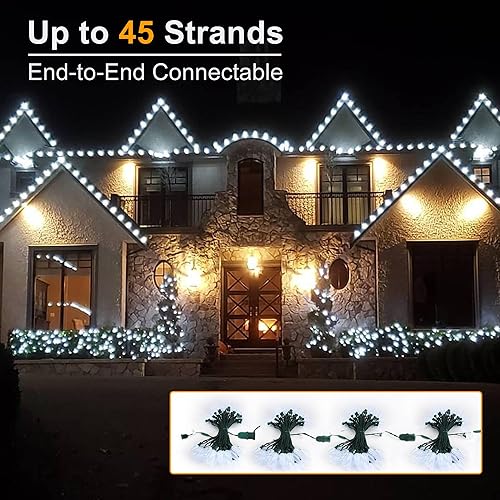 Miniatura 3 de Brizled Luces blancas C9 de Navidad para exteriores, 33 pies, 50 luces LED facetadas, cuerda conectable, certificación UL, impermeable, para