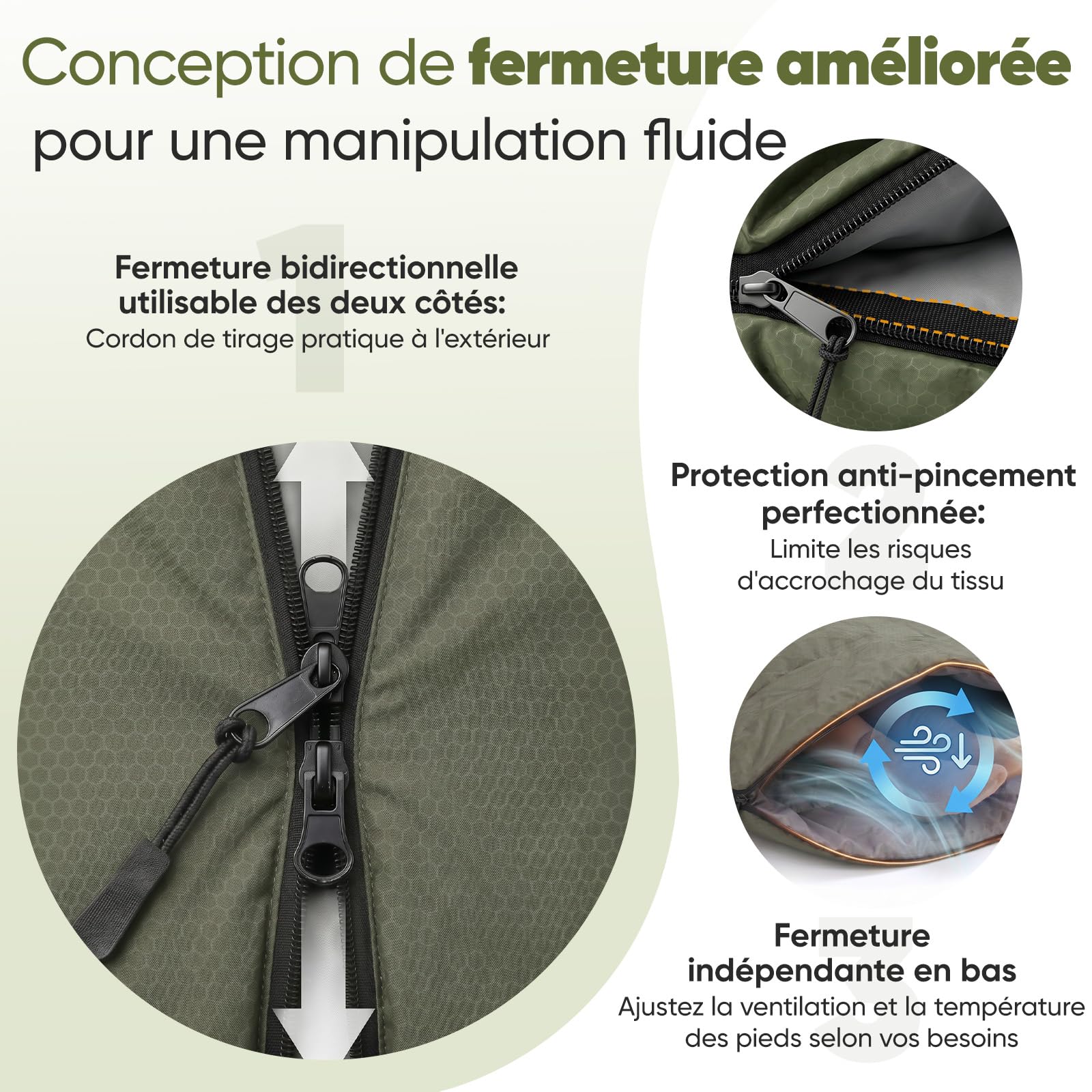 Sekey Sac de Couchage Adulte Rectangulaire, 3 Saisons, 1,35 kg Sac Couchage Compact, 2-en-1 Couverture, Zip Anti-coincement, Ventilation des Pieds, 10-20°C, Trekking, Camping et Outdoor, 220x80 cm