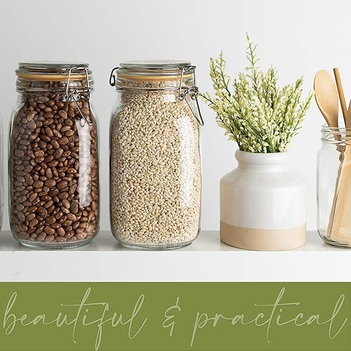 Miniatura 6 de Galashield Tarros de vidrio con tapas, tarros de almacenamiento de alimentos con tapas herméticas a prueba de fugas, tarros de cocina juego de 2 a