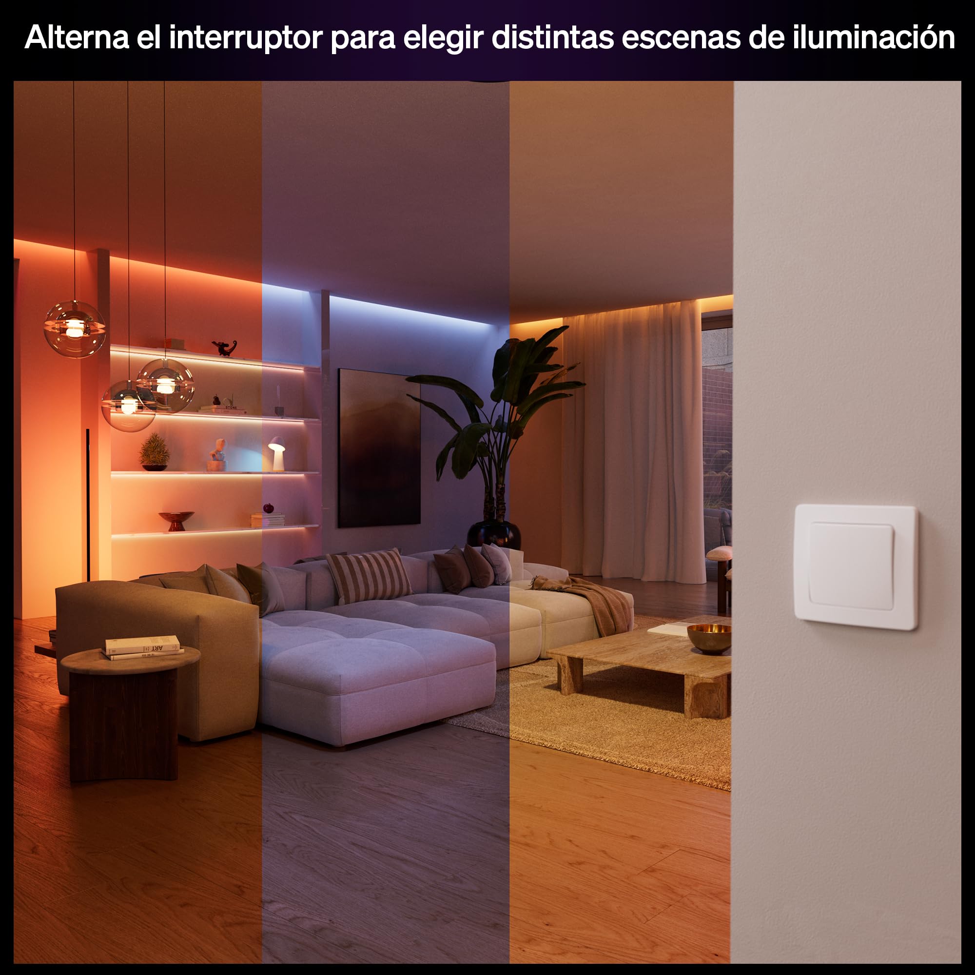 Philips Hue Interruptor de Pared Cableado, 2 Ud, Tus Luces Hue al Alcance, Control Personalizado, Sin Pilas, Conexión Fiable, Aplicación, Comandos de Voz, Funciona con Apple Home, Google Home, Alexa