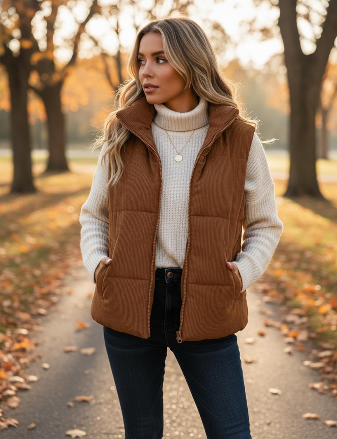 Women Quilted Puffer Vest Sleeveless Jacket Zip Up Stand collar Lightweight Outerwear with Pocket 2025 Trendy - Image 7