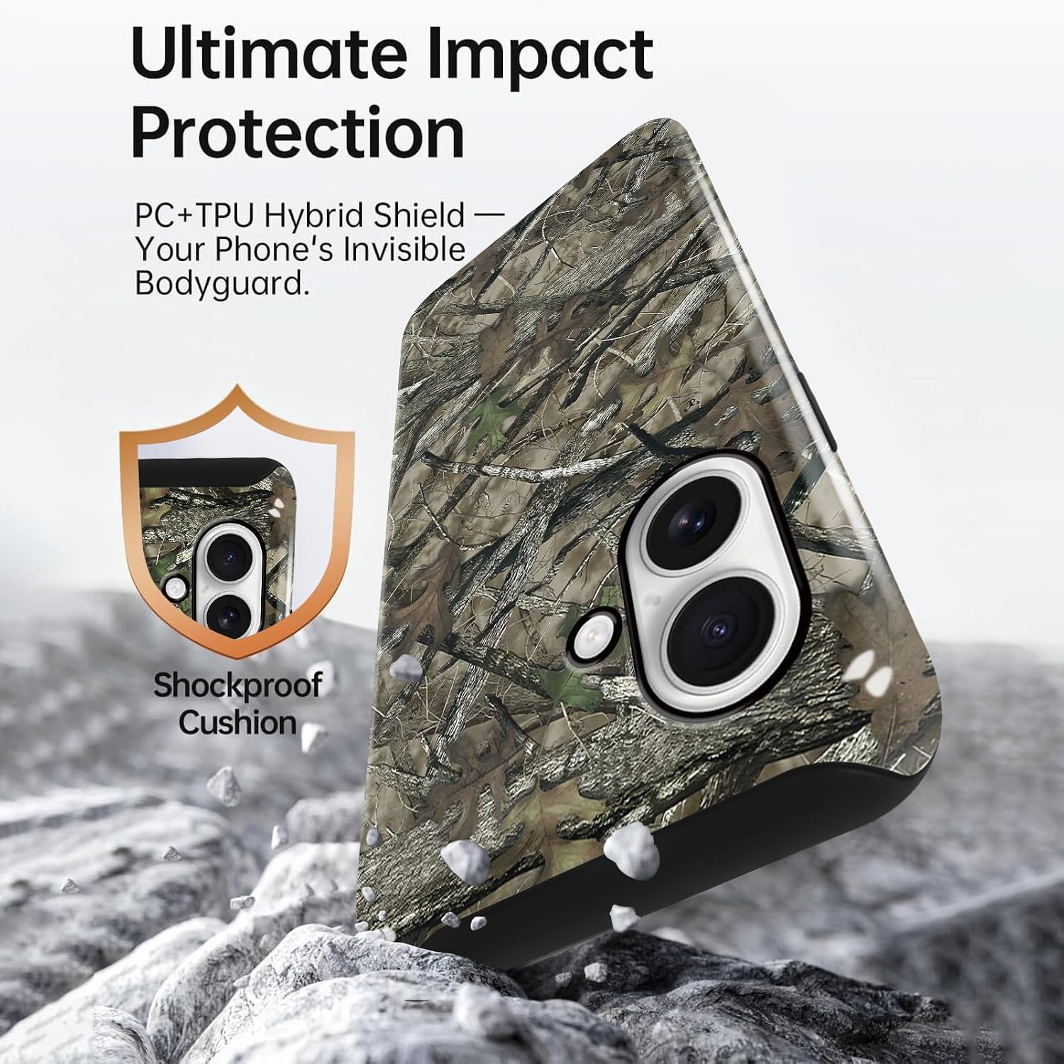 Magnetic for iPhone 17 6.3" Forest Camo Phone Case Compatible with MagSafe, Cool Camouflage Leaft Pattern Design Hybrid 2-Layer Hard Shell Shockproof Phone Cover for Boy Men image 3