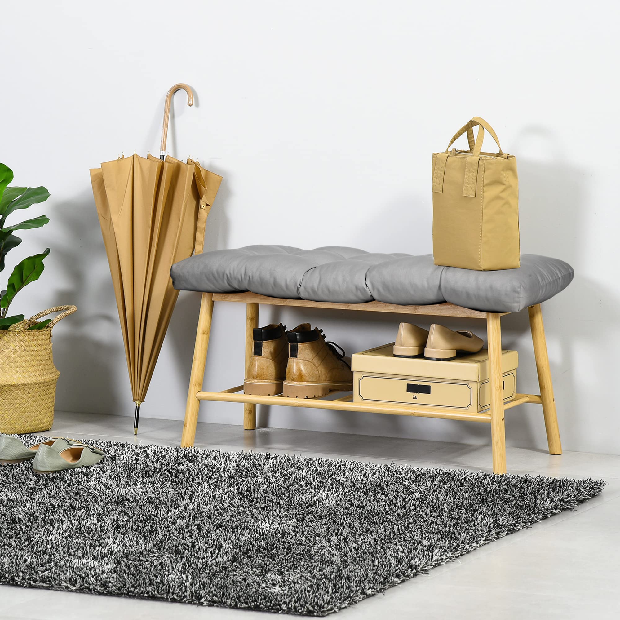 Outsunny Set di 2 Cuscini Sostitutivi Panchina 43x19x3 cm Grigio