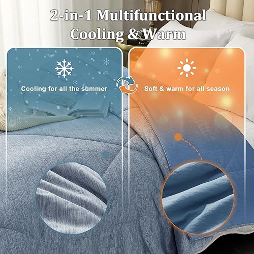 Miniatura 4 de VK Living - Edredón refrescante para personas que duermen con calor, manta refrescante con fibra de enfriamiento Q-Max 0.45 Arc-Chill, edredón