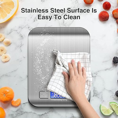 Miniatura 7 de Báscula de alimentos, báscula de cocina precisa de 0.05 oz1 g con báscula de cocina digital multifunción de acero inoxidable para hornear y cocinar,