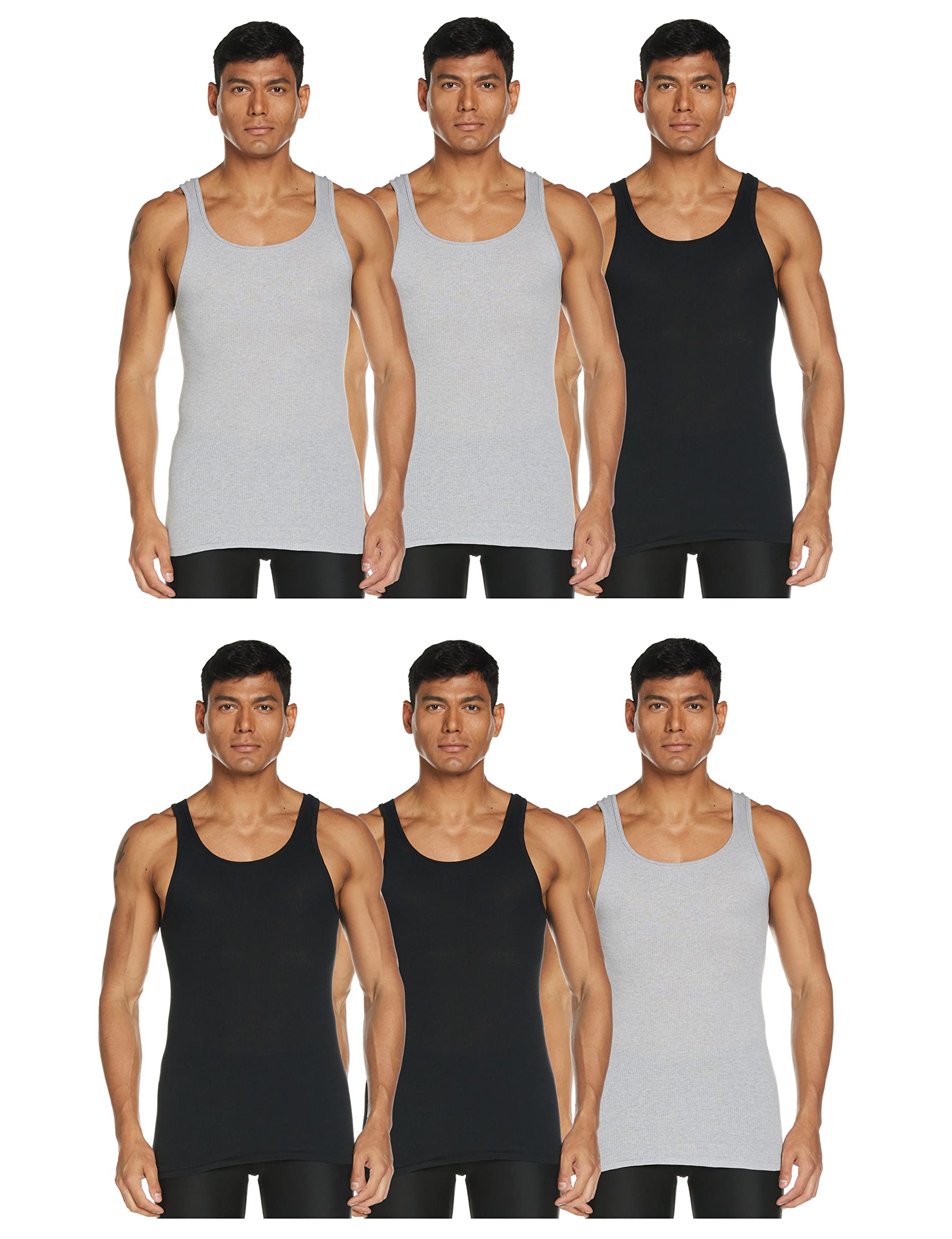 3XL Hanes Mens Pack, Moisture-Wicking Ribbed, Lightweight Cotton Tank Undershirts, 6-Pack