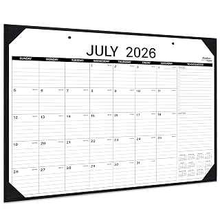 Desk Calendar 2026-2027 - Large Desk Calendar 2026-2027, 18 Months Calendar from Jul. 2026 - Dec. 2027, 22" x 17", 4 Corner Protectors, 2 Hanging Holes, Holidays, Julian Dates, TO-DO & Notes Section - Amazon product rated Grade A