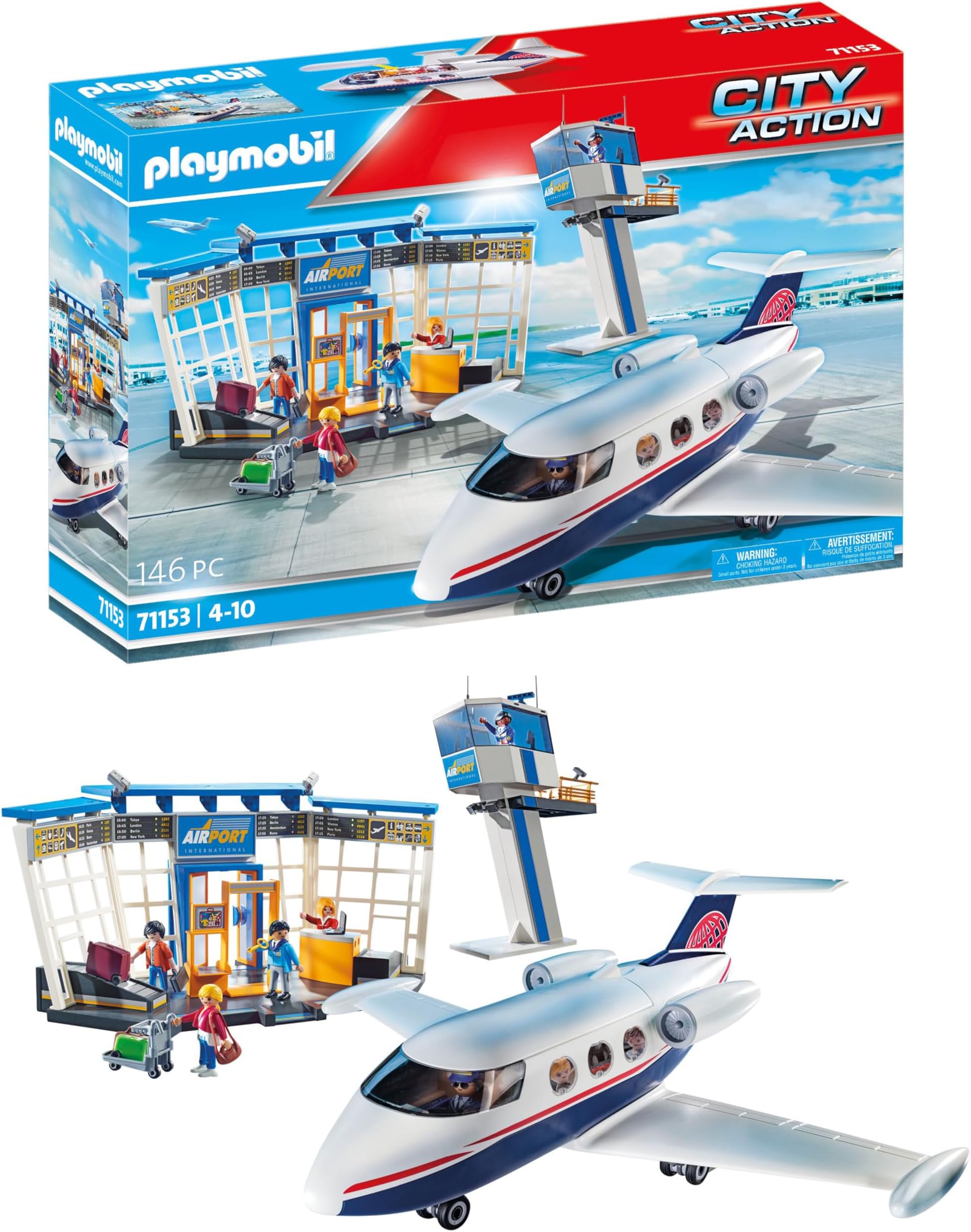 City Action 71153 Airport with Airplane, Includes Toy Plane with Detachable Roof, Toys for Children Ages 4 and Up