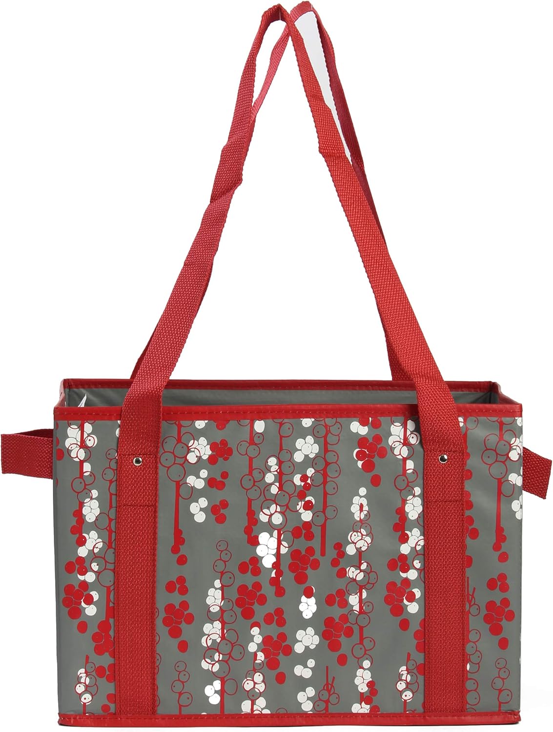 Reusable Grocery Bags Set Shopping Box Laminated Tote with Reinforced Bottom Heavy Duty Premium Collapsible Foldable Storage Boxes Eco Friendly Holiday Berries (Set of 3) : Home & Kitchen