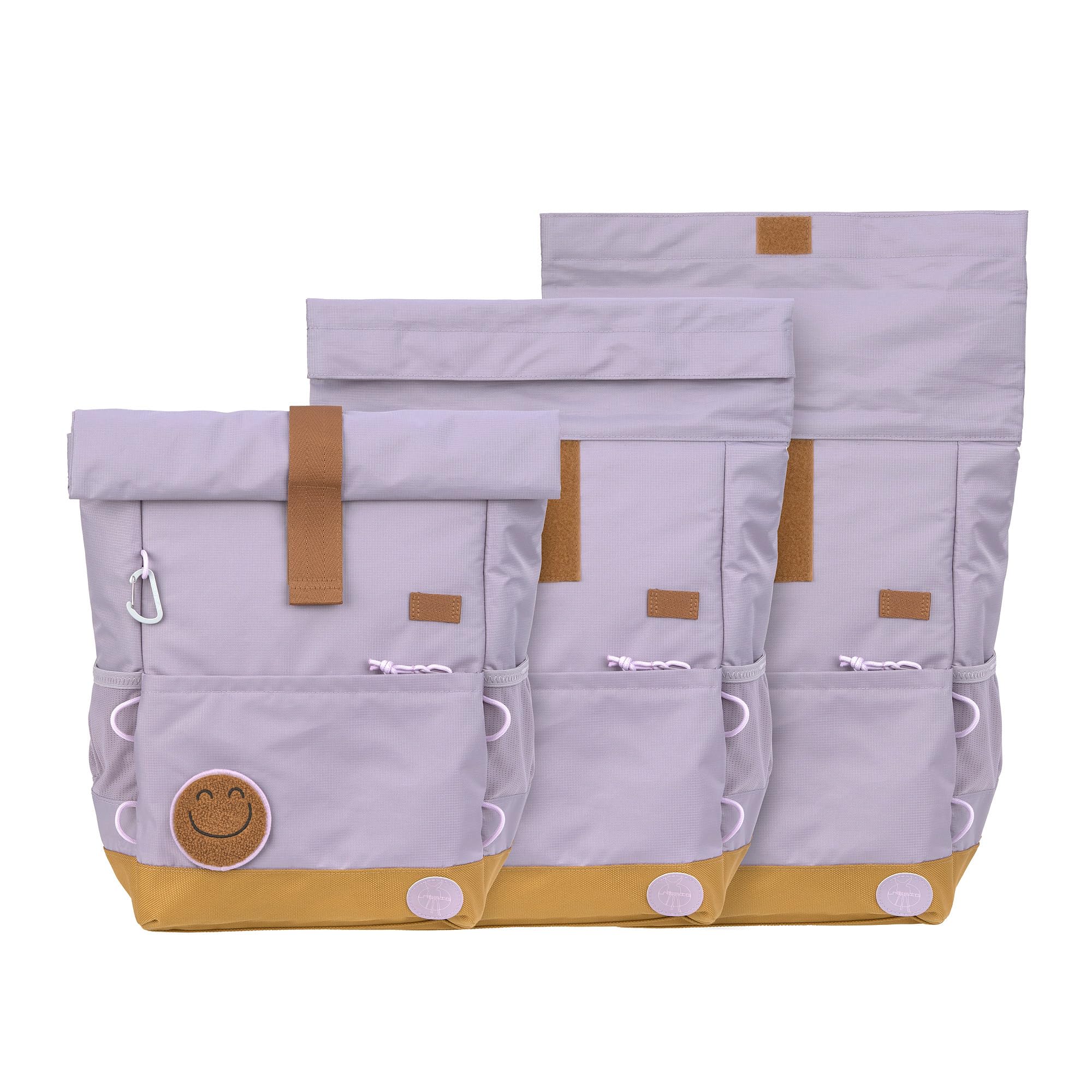 LÄSSIG Kinderrucksack Rolltop 12-15 Liter Medium Lilac wasserabweisend mit Brustgurt