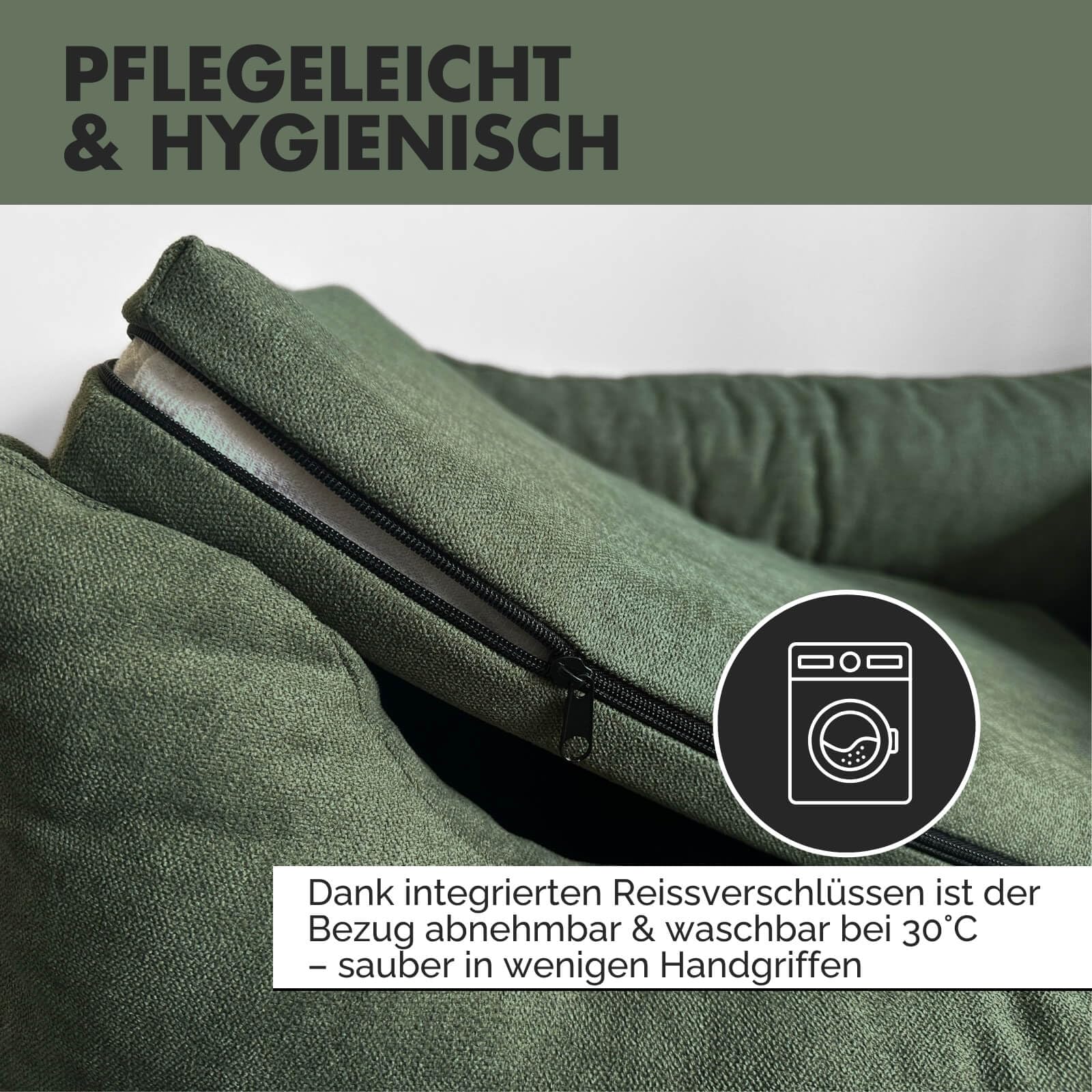Emma Hundebett | Orthopädisches Hundebett | Hundekörbchen für kleine und mittelgroße Hunde (Olive, 85x65cm)