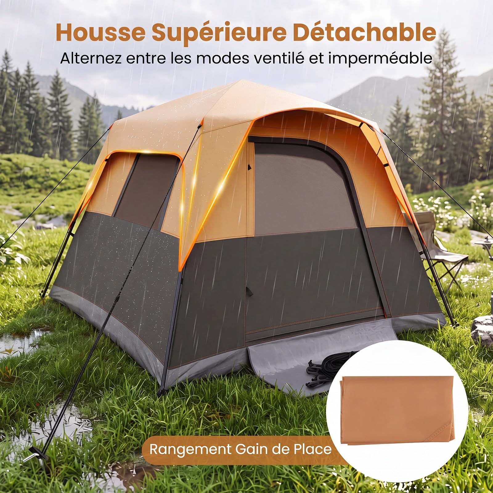 COSTWAY Tente de Camping 6 Personnes Occultante Imperméable
