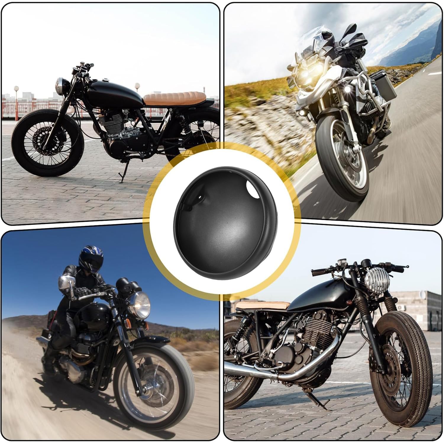 Guscio Faro Moto 7 Pollici, Guscio del Faro del Motociclo Nero Opaco, Coperchio Fari LED in Lega di Alluminio Coperchio del Motociclo Accessorio per la Modifica del Motociclo