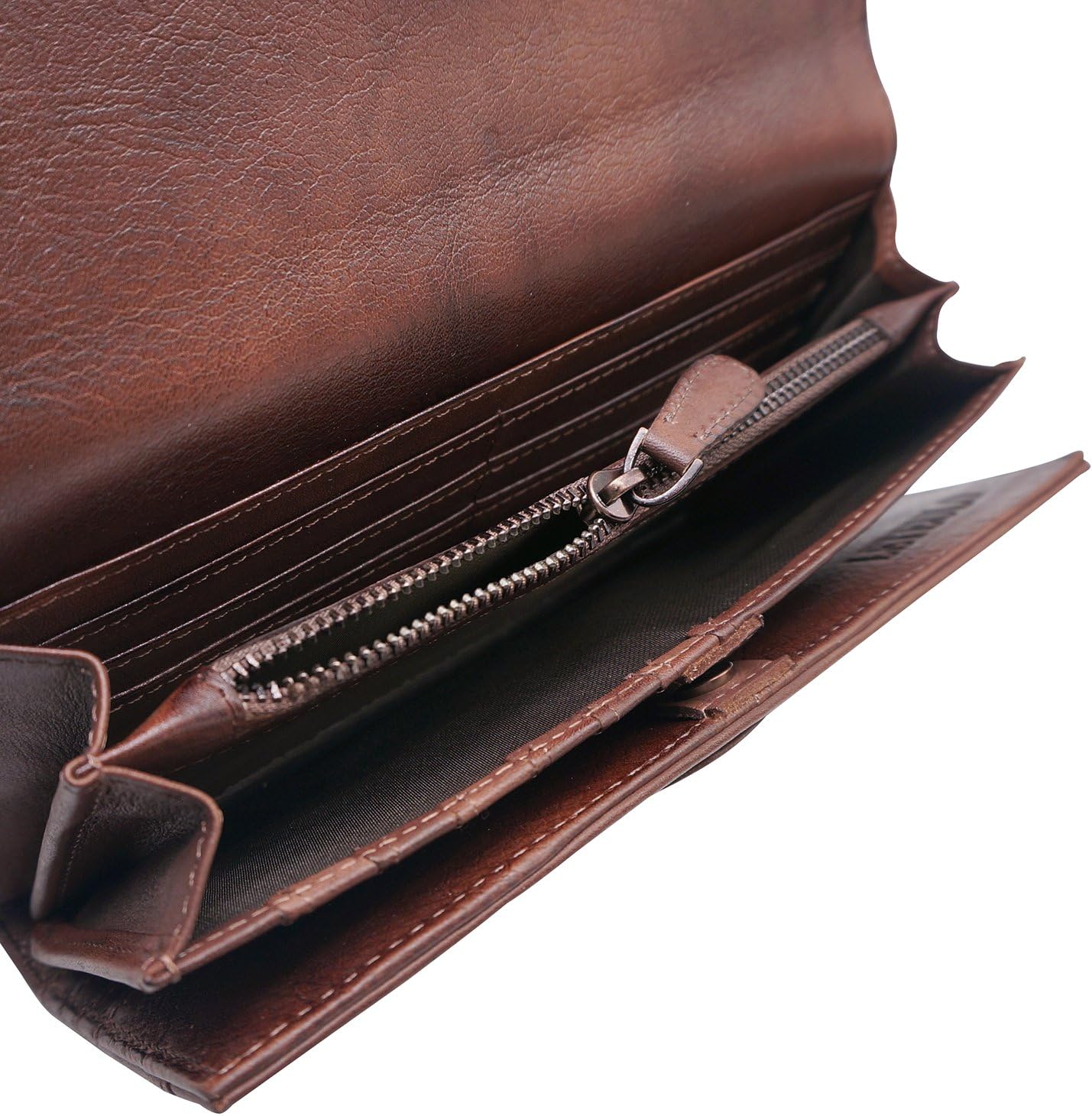 ORIREAL Women's Wallet Genuine Leather Ladies Dip Dye Wallet with 18 Card Slots Large Capacity Card Holder Cluth Purse - Image 3