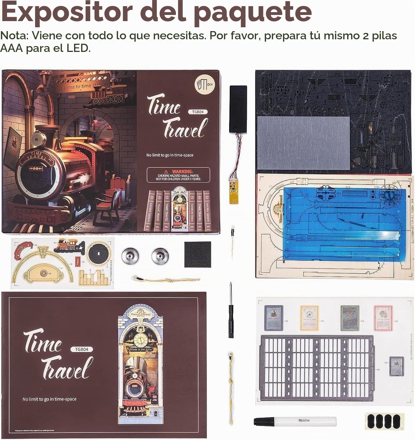 RoWood DIY Kit Nook 3D Madera | Maquetas Casa Muñecas para Montar, Regalos para Adultos y Adolescentes - Plataforma Tren, Azul, Negro, Rojo, LAT-TGB04