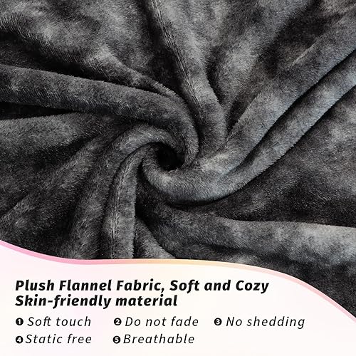 Miniatura 4 de MACEVIA Manta para sofá, color gris oscuro, manta de franela de forro polar de piel sintética para hombres y mujeres, suave, cálida, acogedora,