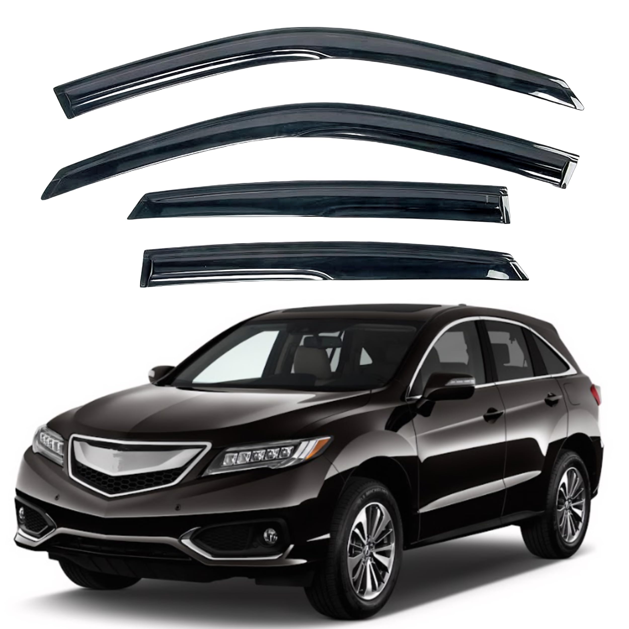 Mugen Style Window Vent Visors For Acura RDX 2019-2023 - Dark Smoke Rain Guards (4pc)
