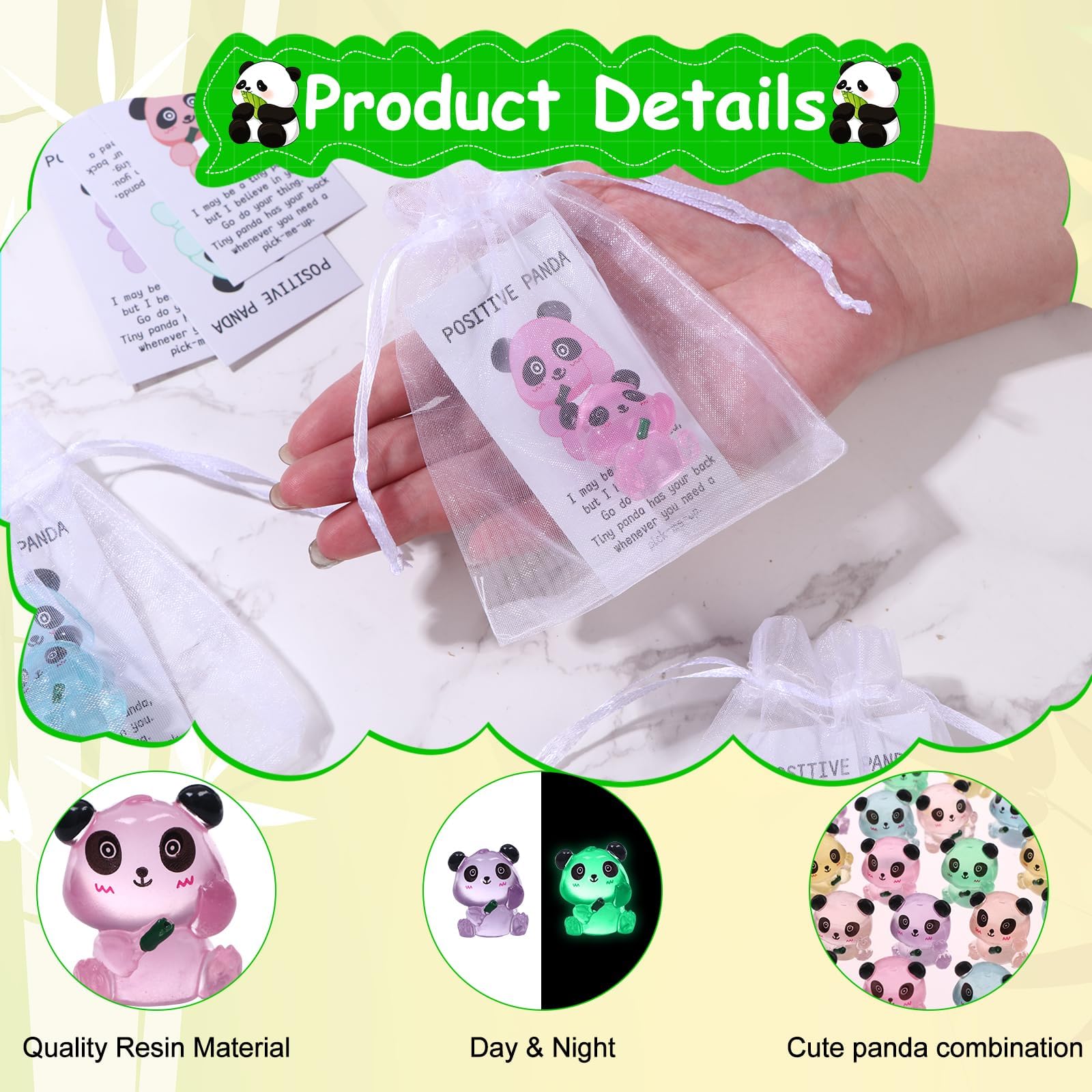 90PCS Employee Appreciation Gifts Bulk for Coworkers Thank You Staff Gift Animal Mini Panda Inspirational Note Cards Funny Resin Office Coworkers Appreciation Pocket Favors - Image 3