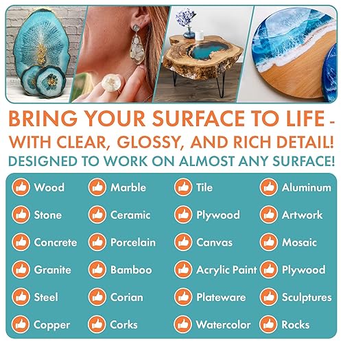 Miniatura 5 de SmartArt - Kit de resina epoxi de 16 onzas, fácil de usar, transparente, súper brillante, duradero, resistente a los rayos UV, para artes y