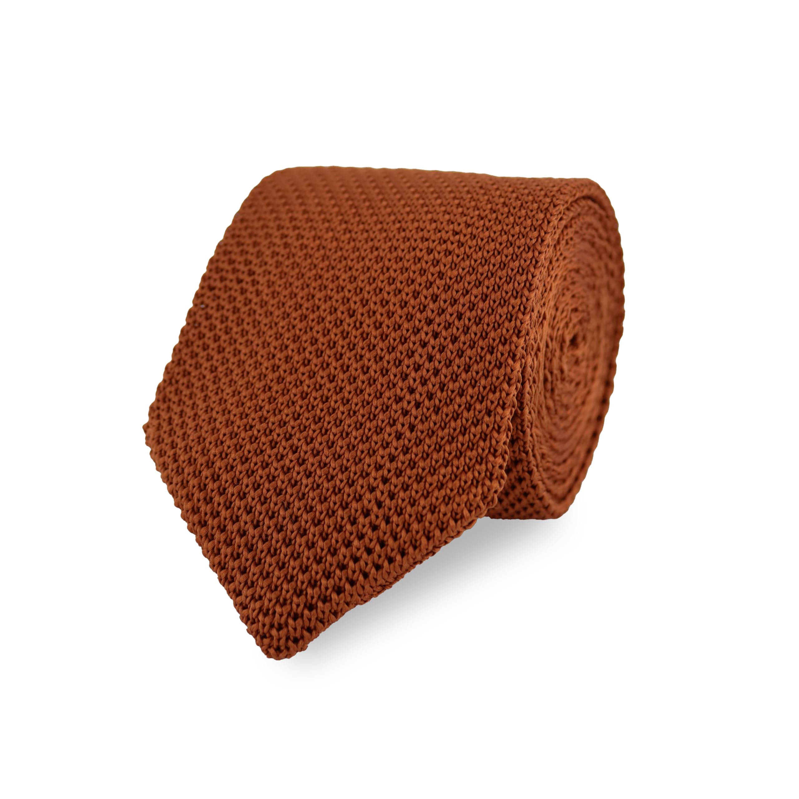 The Gents Lab Men's Rust Orange - Diamond End Knitted Neck Tie Made From 100% Soft Polyester | Over 20+ Colours (Rust Orange)