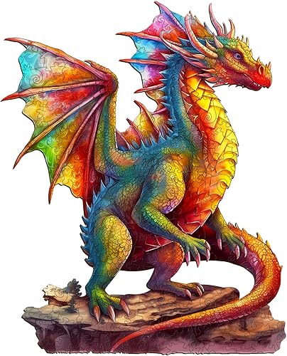 KAAYEE Rompecabezas de madera para adultos, rompecabezas de madera de dragón avanzado de forma única para adultos, rompecabezas familiares de 15.7 x