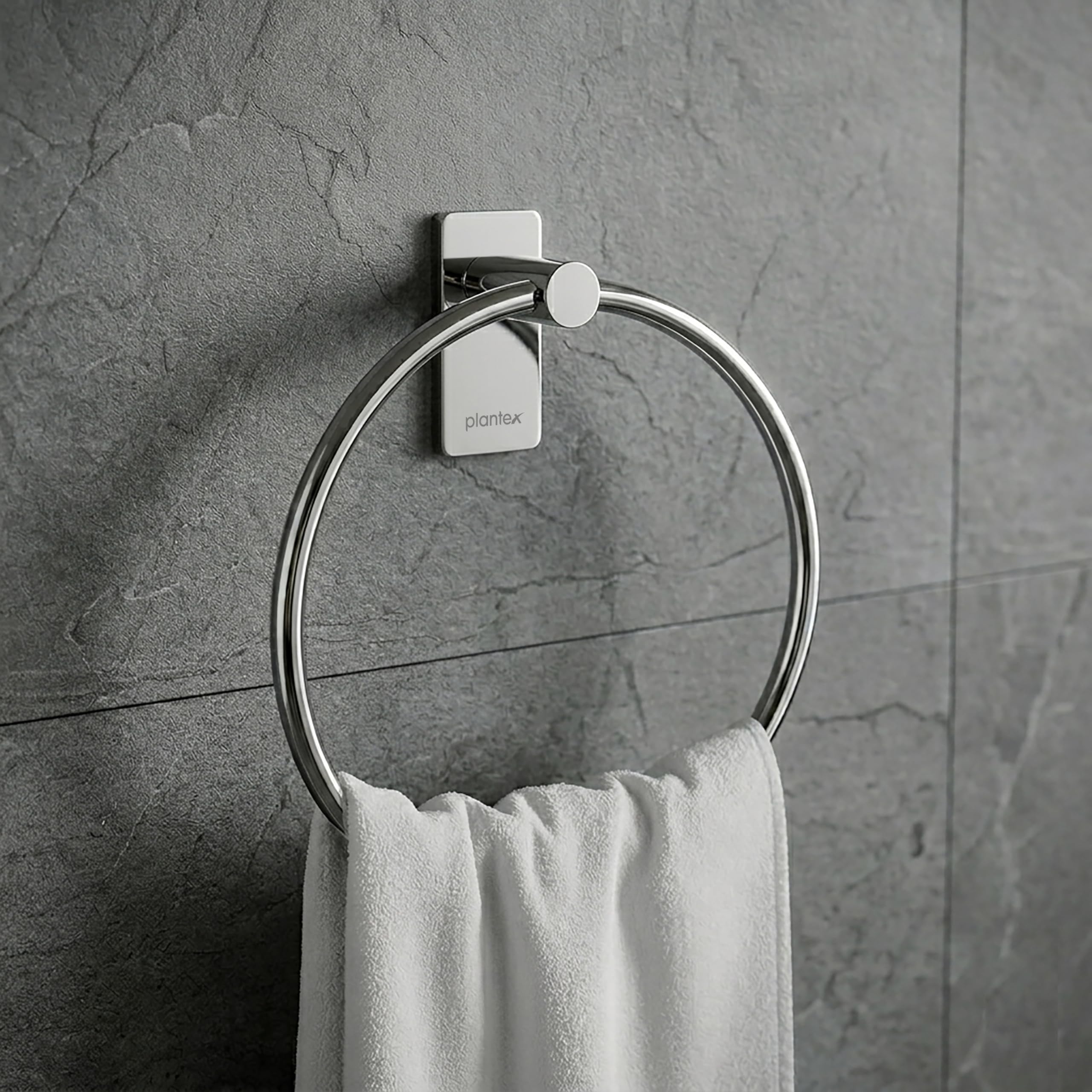 Plantex Stainless Steel Self-Adhesive Towel Ring for Bathroom/Towel Hanger for Wash Basin Without Drill/Towel Holder for Wall- Pack of 1 (APS-5000, Chrome)