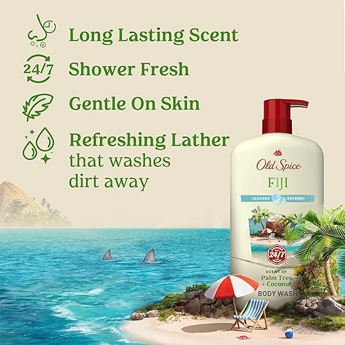 Miniatura 2 de Old Spice Gel de baño Fiji con aroma a palmera, 25 onzas líquidas (paquete de 4)