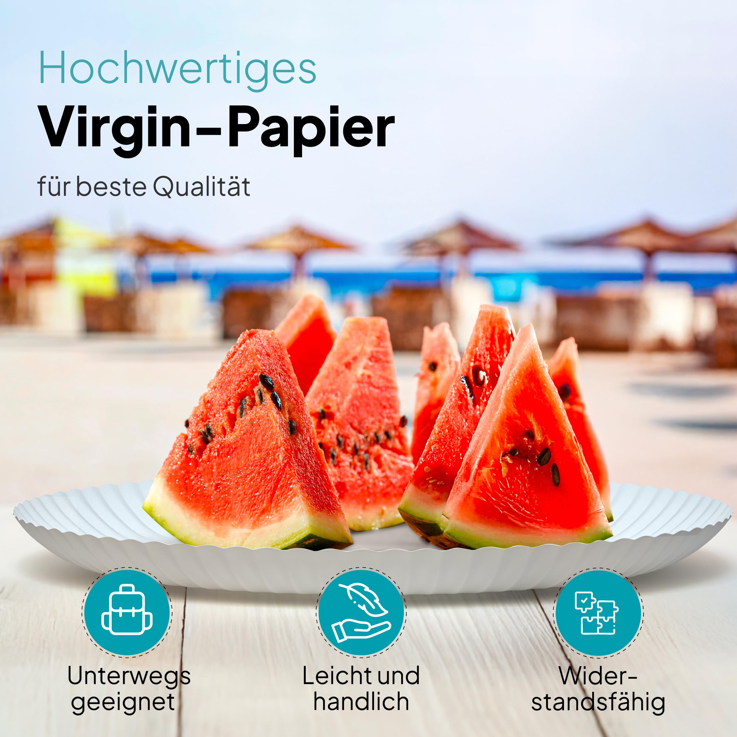 Commerline 200 Unidades Platos Redondos de Papel de 38 cm de Diámetro | Platos Desechables para Tartas, Fiestas y Aperitivos | Vajilla Desechable para Comida