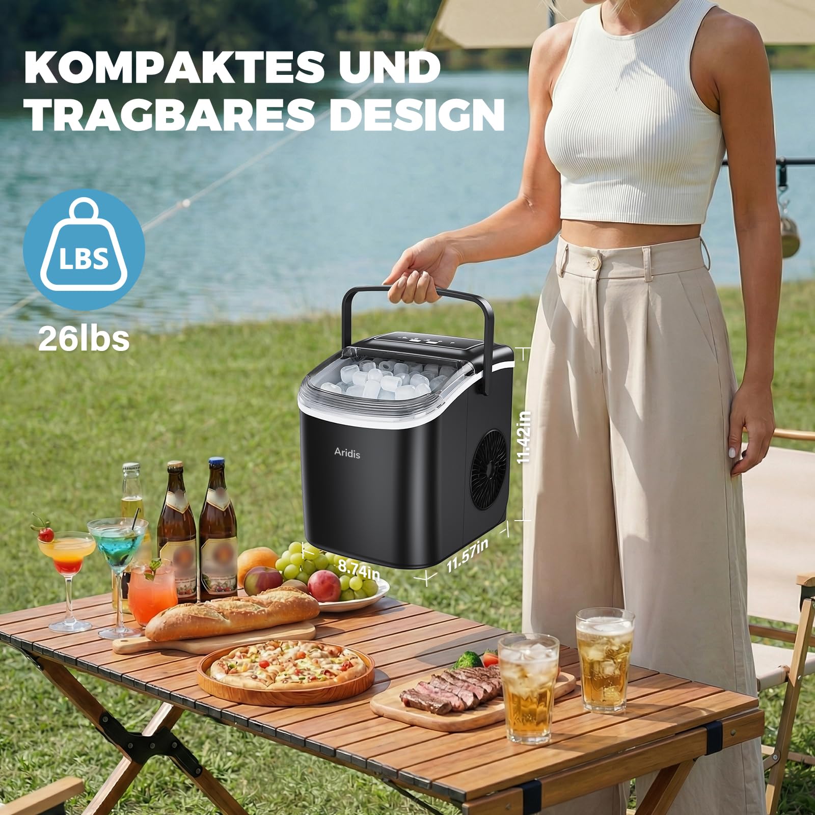 Eiswürfelmaschine Selbstreinigend 12kg/Tag 2 Eiswürfel Größen mit Eisschaufel
