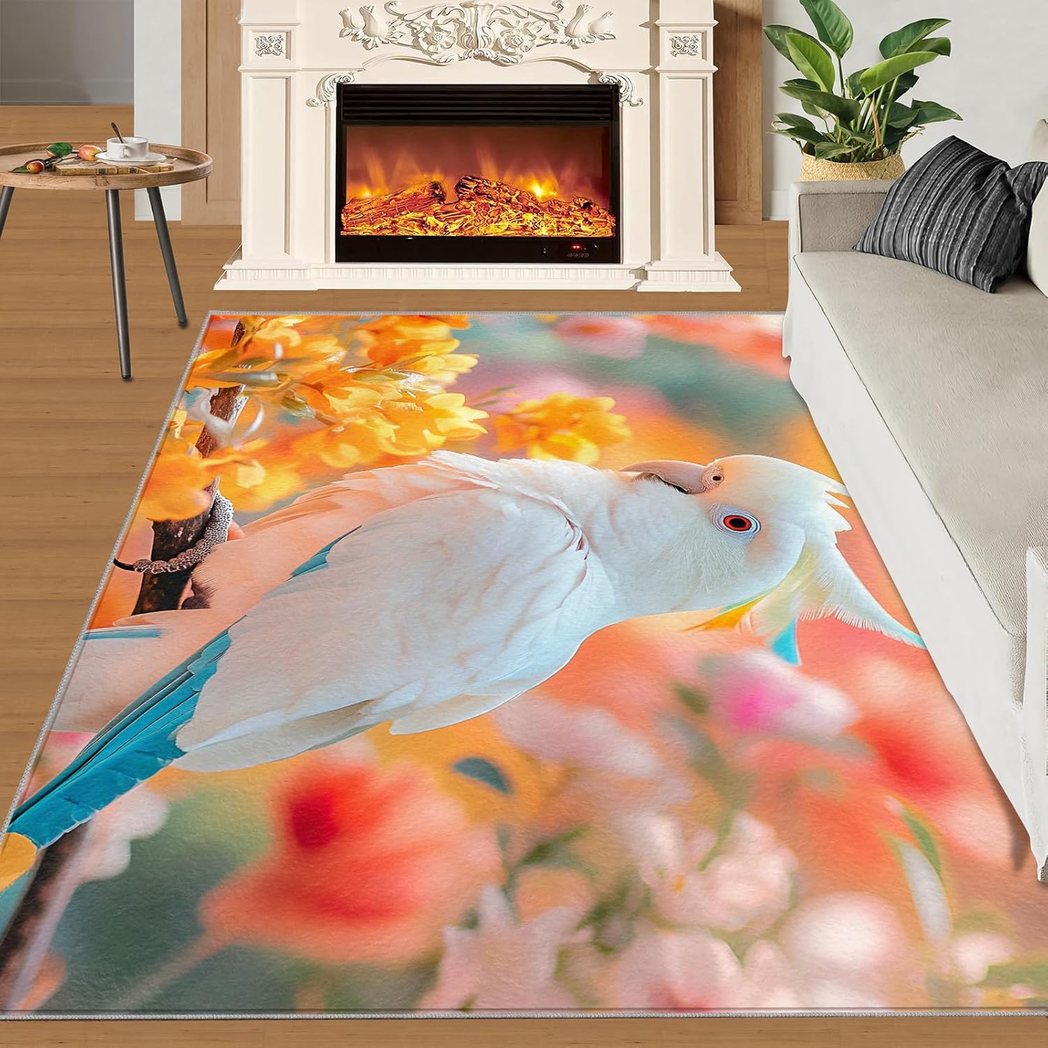 2x3 Macaw Rug - Parrot Doormat Outdoor Entrance, Tropical Avian Laundry Room Carpet Non Slip Accent Throw Rugs for Bathroom Kitchen Sink Front Door
