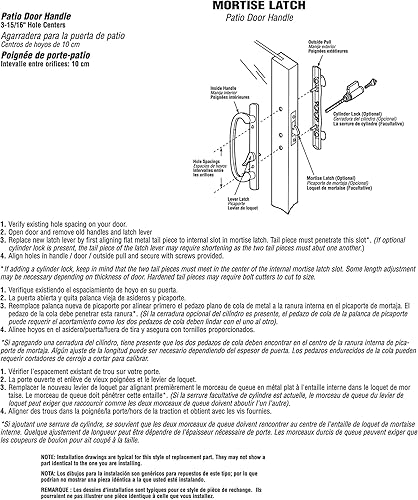 Miniatura 9 de Juego de reemplazo de manija de puerta corrediza de vidrio para patio  Juego de cerradura de manija de puerta corredera para reparación de manijas