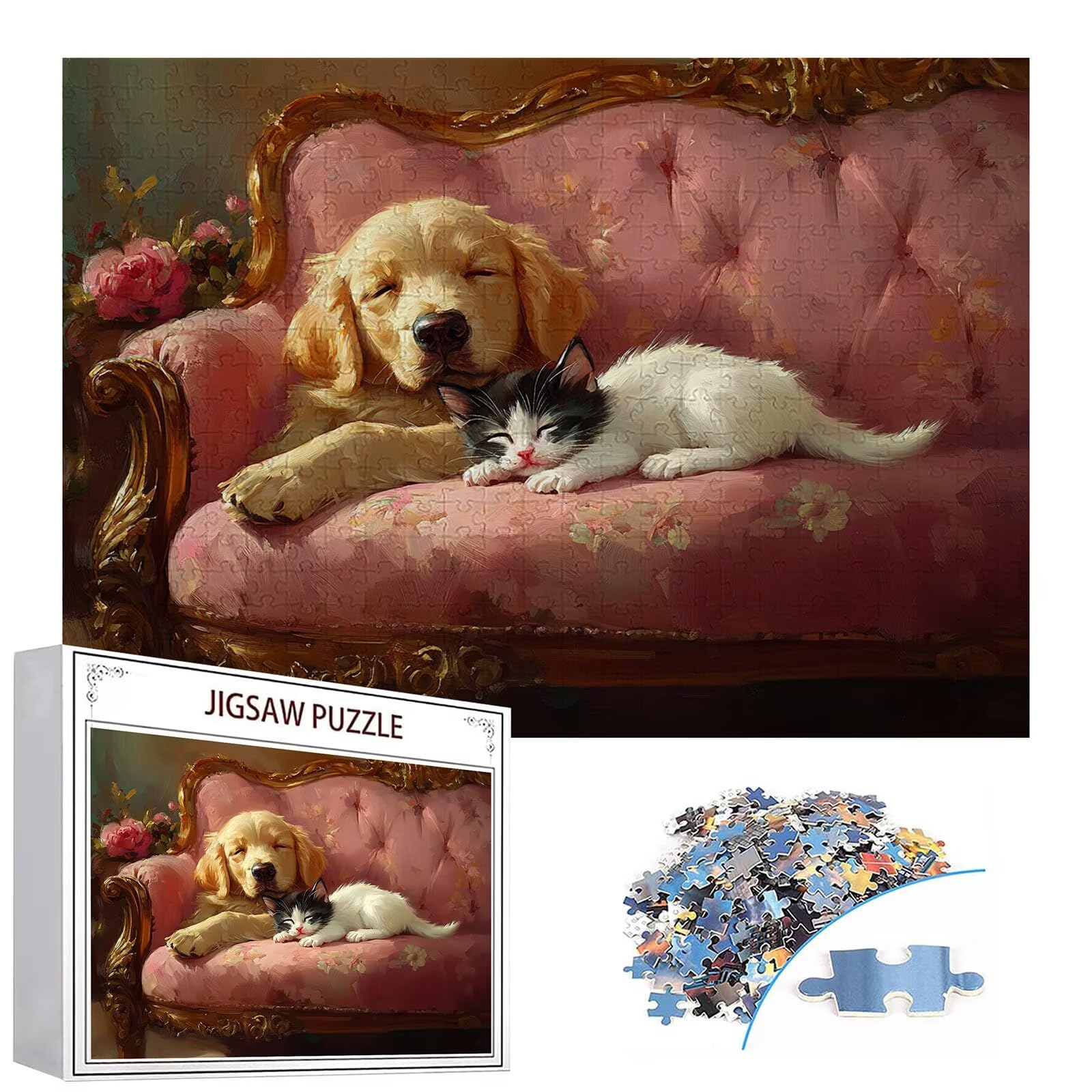 Puzzle 3000 elementów kot puzzle dla dorosłych pies 122 x 81 cm unikalne rzemiosło klasyczne 3D drewniana układanka do rodzinnych gier biznesowych, układanka do samodzielnego wykonania nawet do