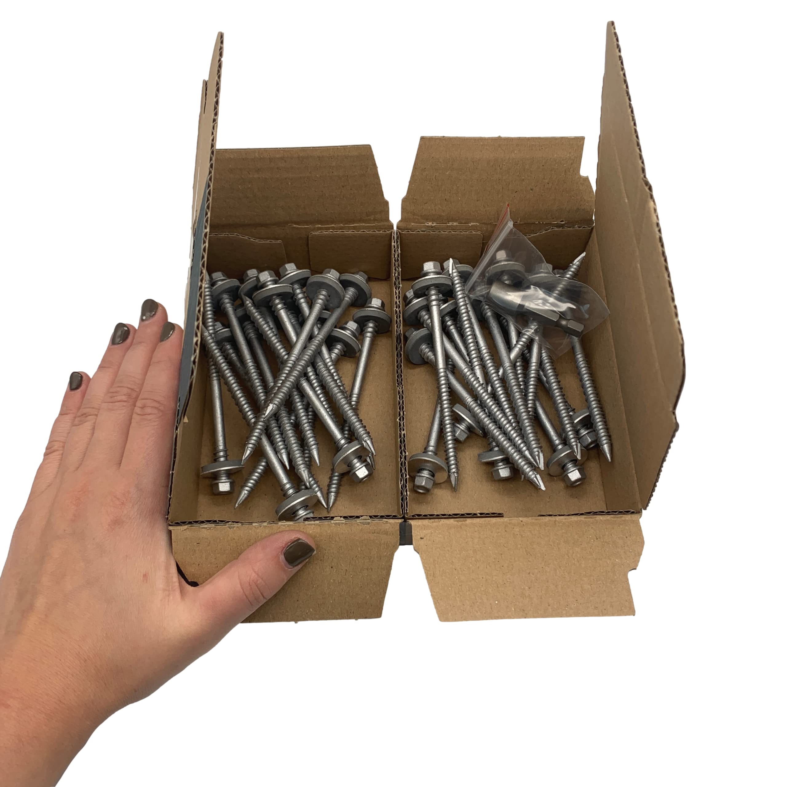 Lot de 30 vis à tête hexagonale autotaraudeuses 6,4 x 100 mm en acier au carbone avec rondelles EPDM pour la fixation de panneaux à sandwich (30, 6,4 x 100 mm)